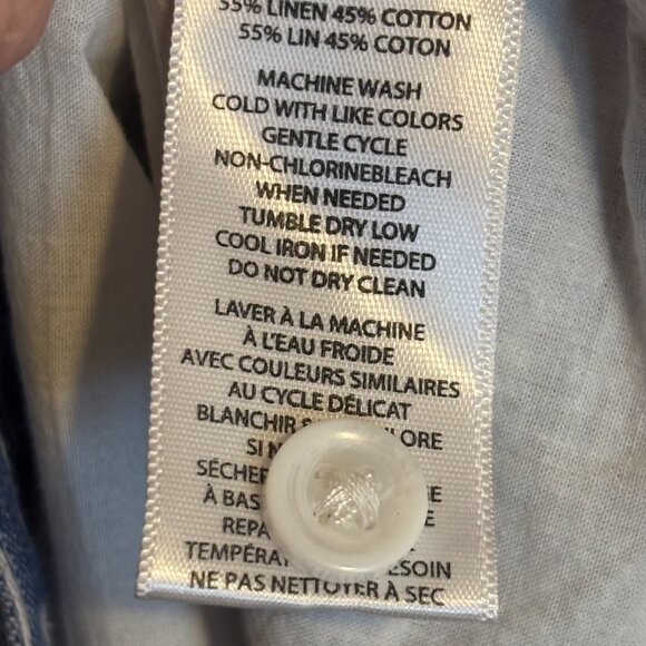 Beach Lunch Lounge Blue Stripe Jaylene Linen & Cotton Sleeveless Dress - Size L - Picture 6 of 6